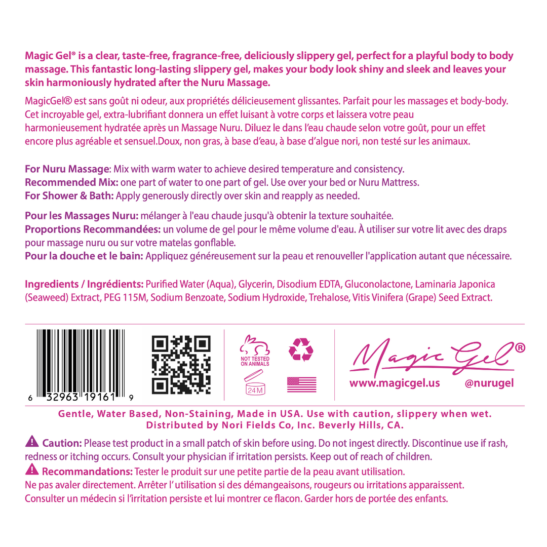 Magic Gel Nuru Massage Therapy Gel | Naturally Stain, Flavor and Fragrance Free | Ideal for Massage, Sore Muscles, Dry Skin | 33.8 Oz
