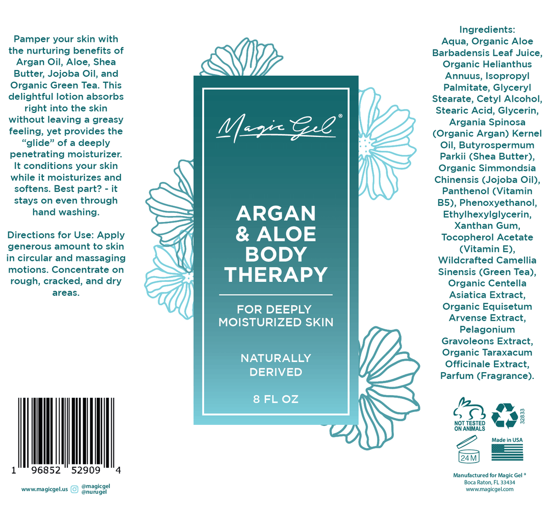 Magic Gel Argan &amp; Aloe Body Therapy Lotion | Naturally Derived | Deeply Moisturized Skin | 8oz