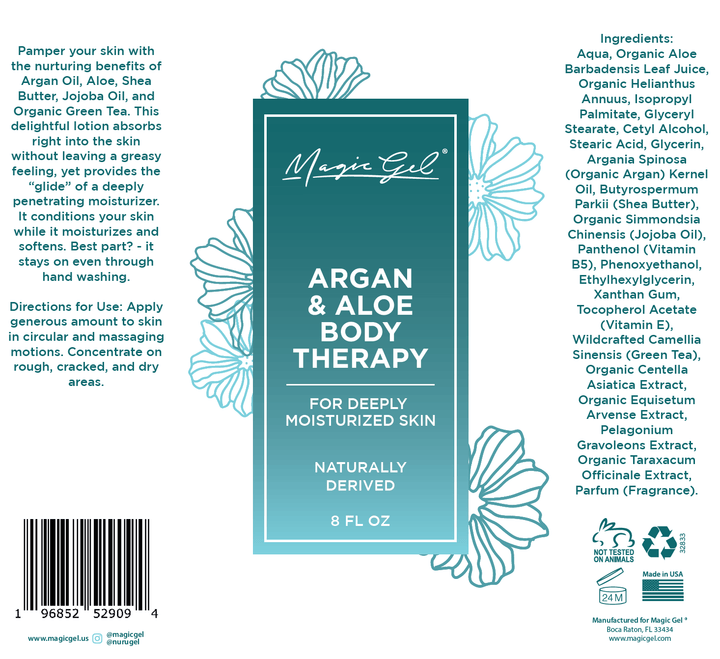 Magic Gel Argan &amp; Aloe Body Therapy Lotion | Naturally Derived | Deeply Moisturized Skin | 8oz