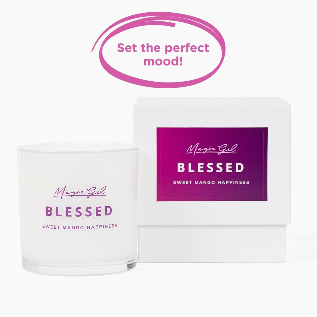 Magic Gel Sweet Mango Happiness Candle | Soy Wax Premium Candle in Glass Jar | Highly- Scented | 9 oz 70 Hours Burn | Aromatherapy